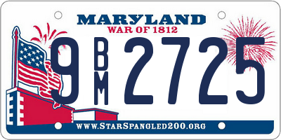 MD license plate 9BM2725