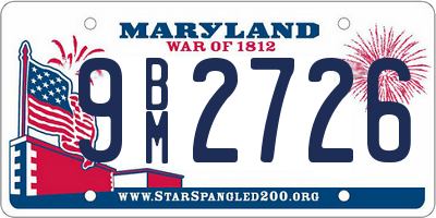 MD license plate 9BM2726