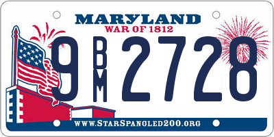 MD license plate 9BM2728