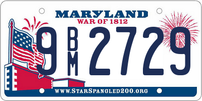 MD license plate 9BM2729