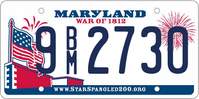 MD license plate 9BM2730