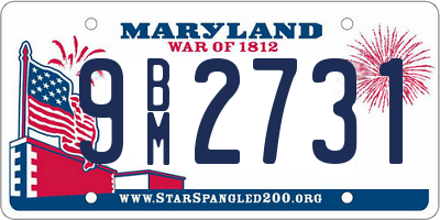 MD license plate 9BM2731