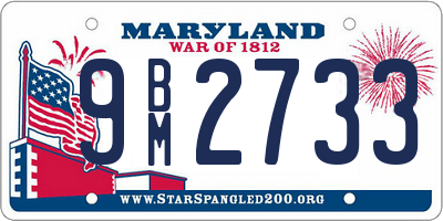 MD license plate 9BM2733