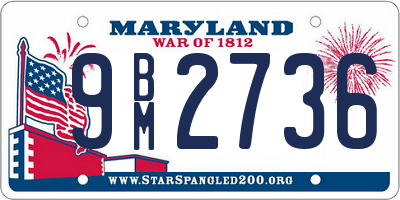 MD license plate 9BM2736