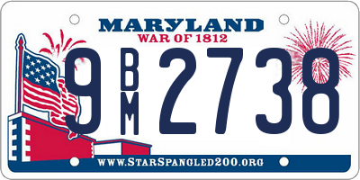 MD license plate 9BM2738