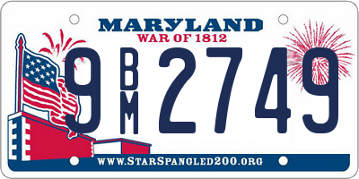 MD license plate 9BM2749