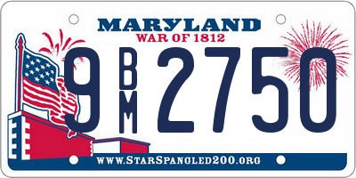 MD license plate 9BM2750