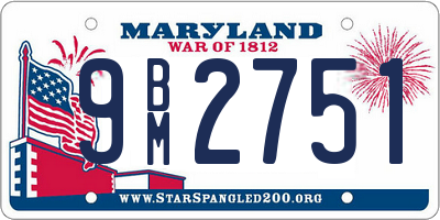 MD license plate 9BM2751