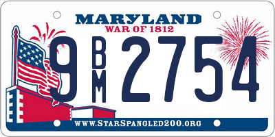 MD license plate 9BM2754