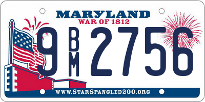 MD license plate 9BM2756