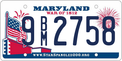 MD license plate 9BM2758