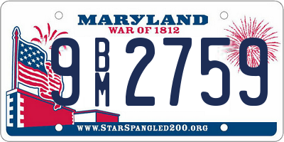 MD license plate 9BM2759