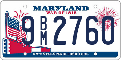 MD license plate 9BM2760