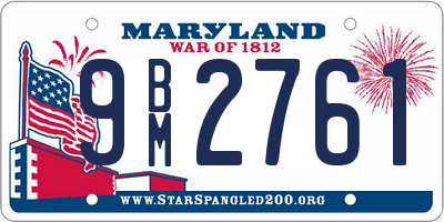 MD license plate 9BM2761