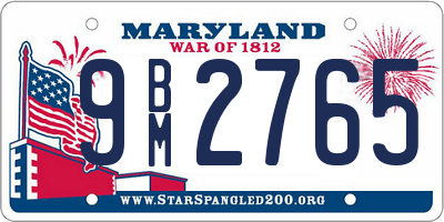 MD license plate 9BM2765