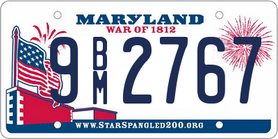 MD license plate 9BM2767