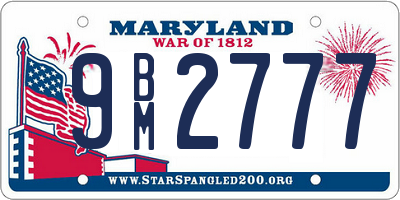 MD license plate 9BM2777