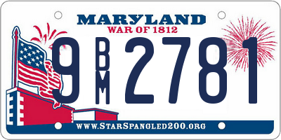 MD license plate 9BM2781