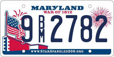 MD license plate 9BM2782