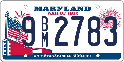 MD license plate 9BM2783