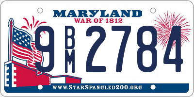 MD license plate 9BM2784