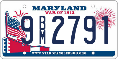 MD license plate 9BM2791