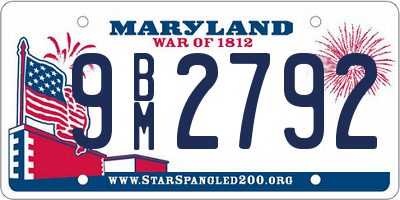 MD license plate 9BM2792