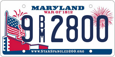 MD license plate 9BM2800