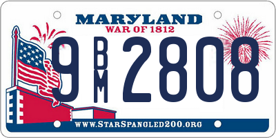 MD license plate 9BM2808