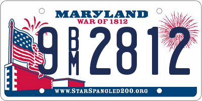 MD license plate 9BM2812