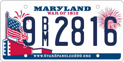 MD license plate 9BM2816