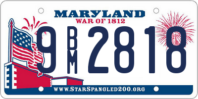 MD license plate 9BM2818