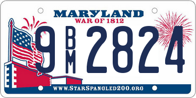 MD license plate 9BM2824