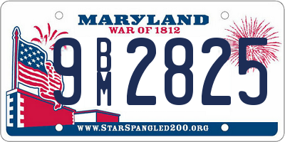 MD license plate 9BM2825