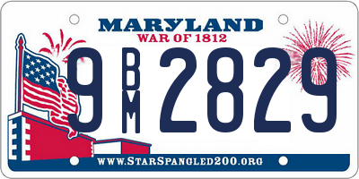 MD license plate 9BM2829