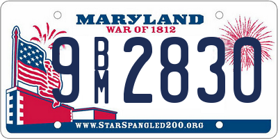 MD license plate 9BM2830