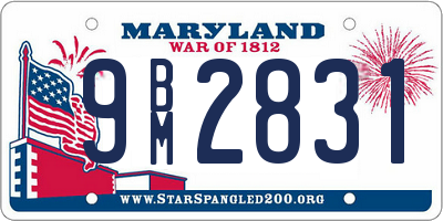 MD license plate 9BM2831