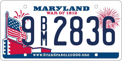 MD license plate 9BM2836