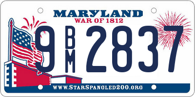 MD license plate 9BM2837