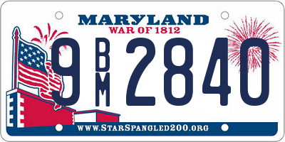 MD license plate 9BM2840