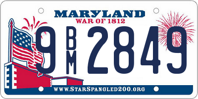 MD license plate 9BM2849