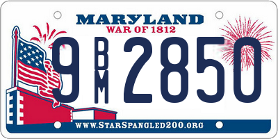 MD license plate 9BM2850