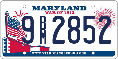 MD license plate 9BM2852