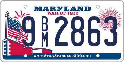 MD license plate 9BM2863