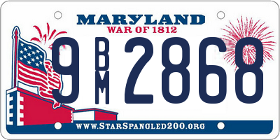 MD license plate 9BM2868