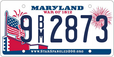 MD license plate 9BM2873