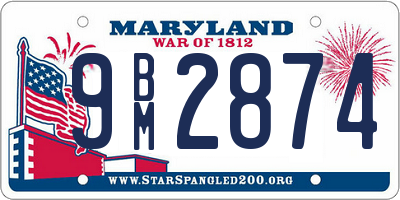 MD license plate 9BM2874