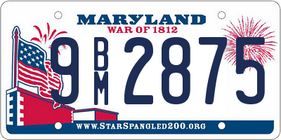 MD license plate 9BM2875