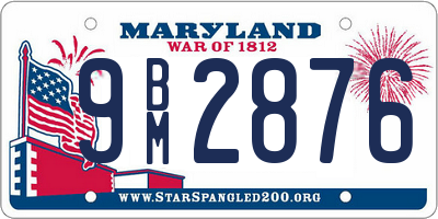 MD license plate 9BM2876