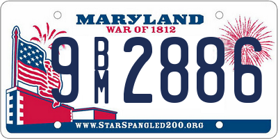 MD license plate 9BM2886